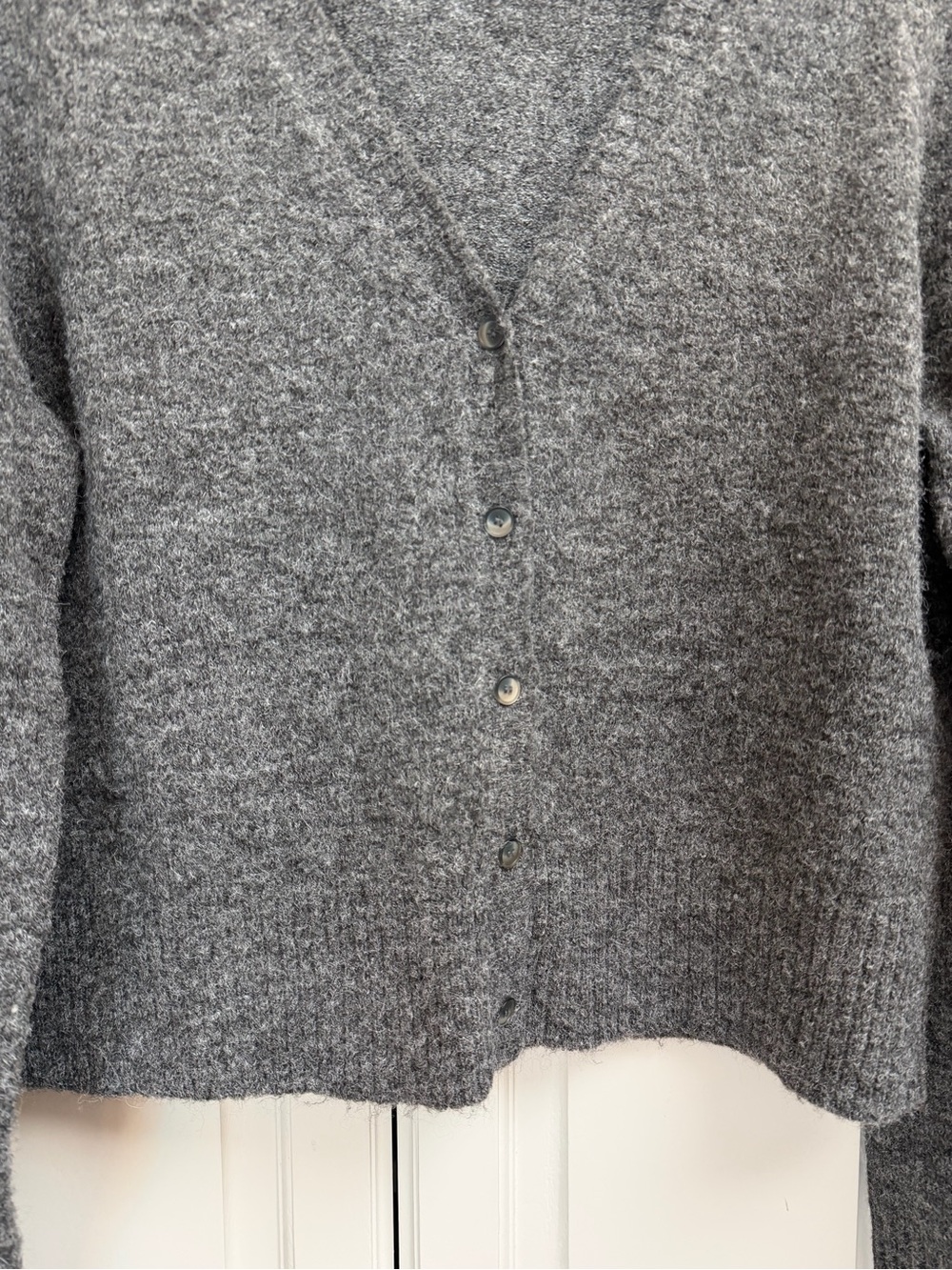 Free People School Girl V-Neck Cardigan in Charcoal Size Large - Picture 6 of 14